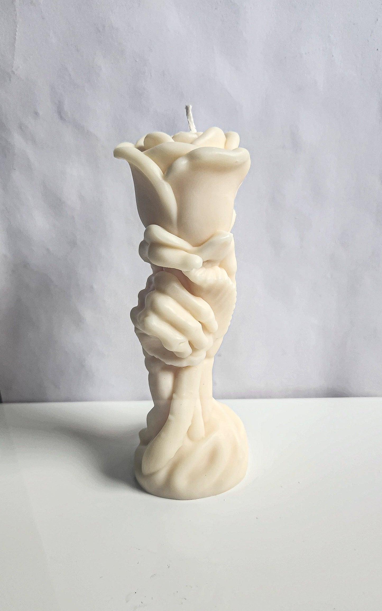 Ghostly Bloom Skeletal Rose Candle (Large)