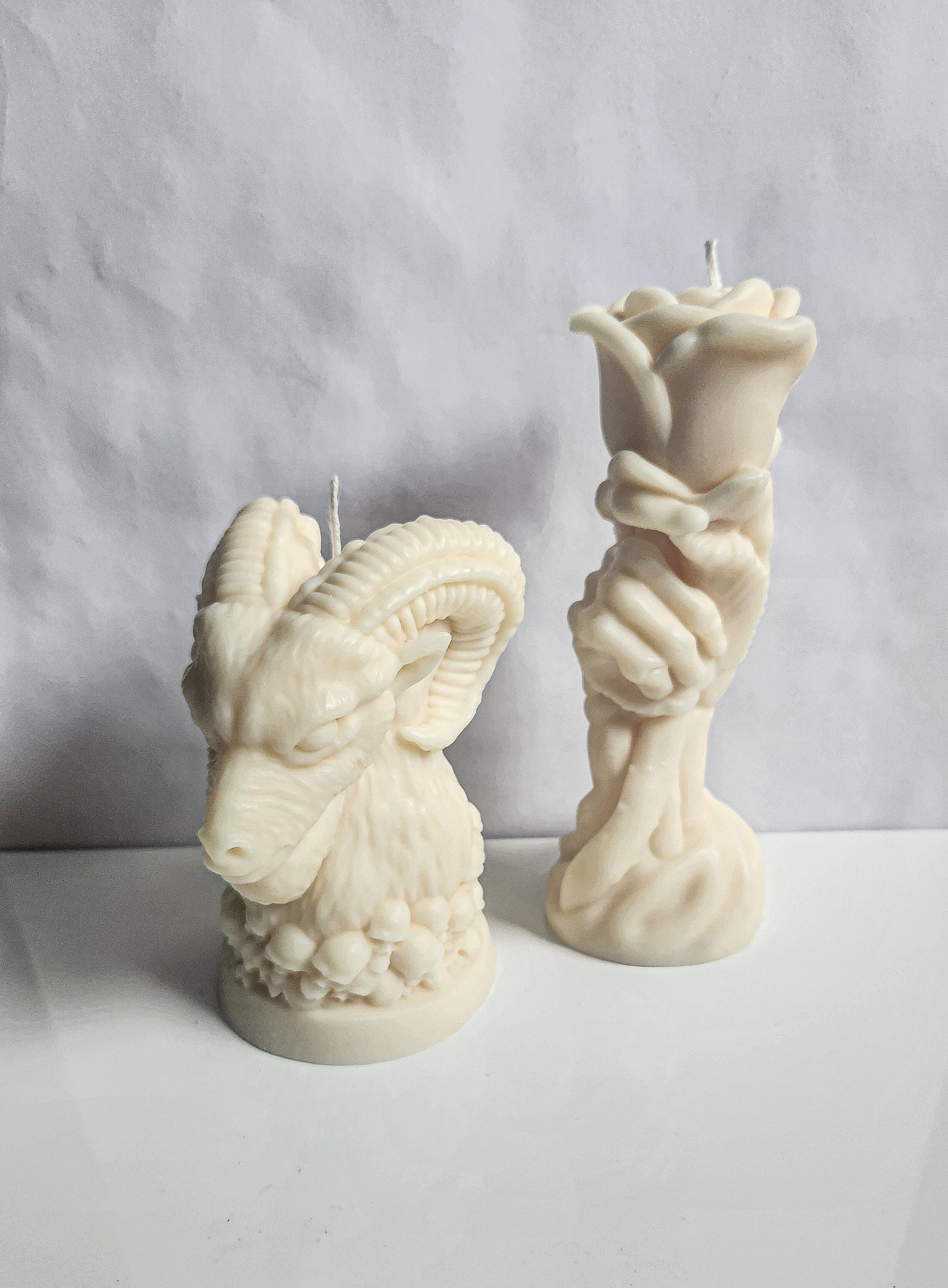 Ghostly Bloom Skeletal Rose Candle (Large)