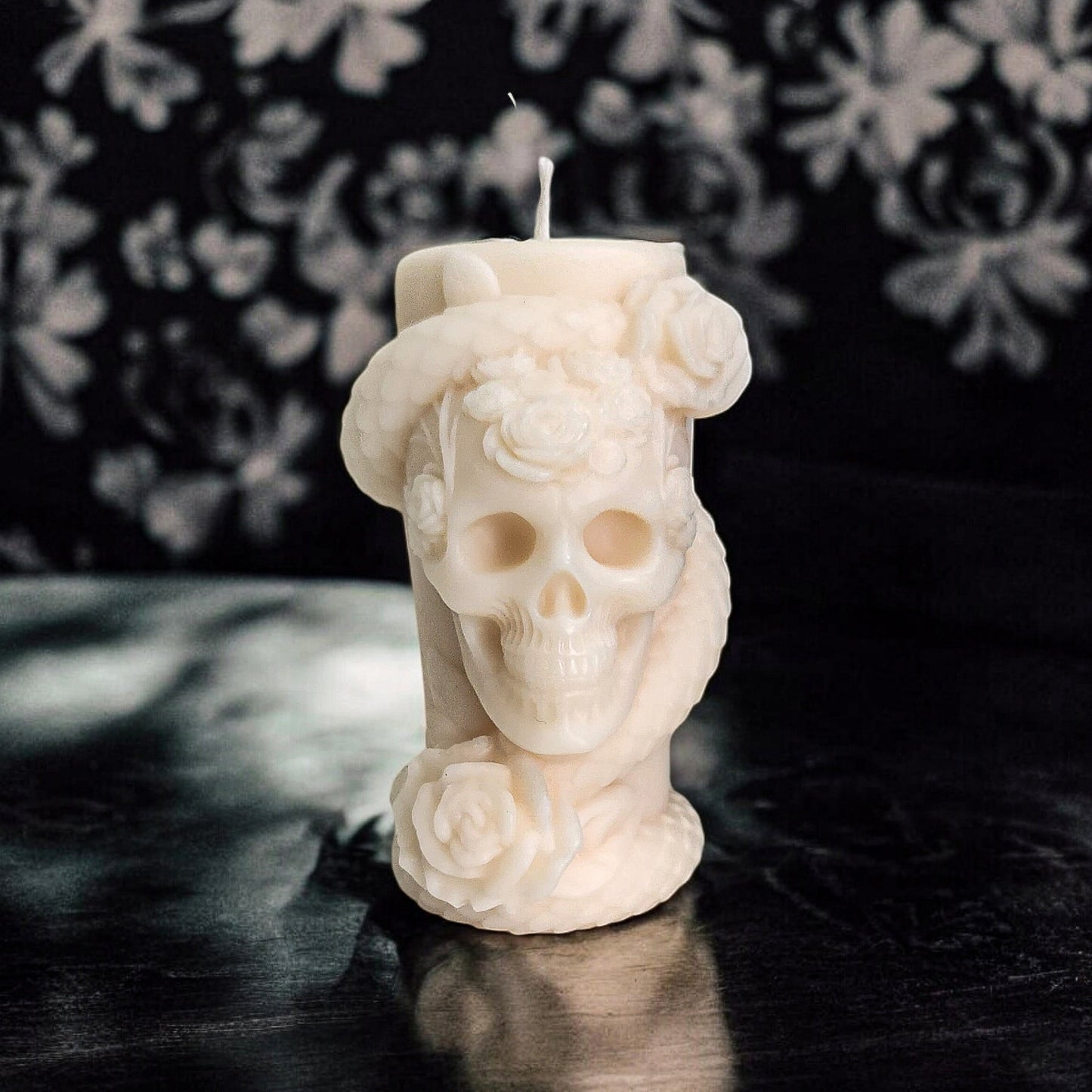Skull Garden Pillar Candle