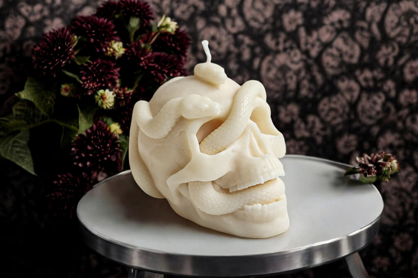 Sinister Serpent Skull Candle
