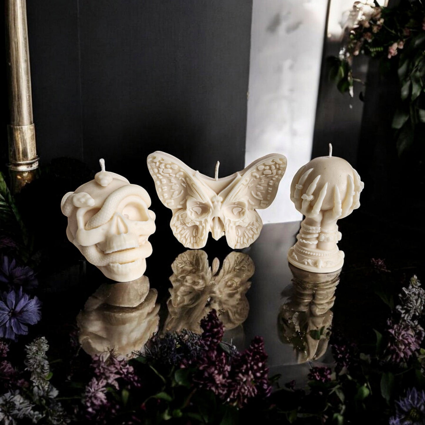 Butterfly Skull Candle