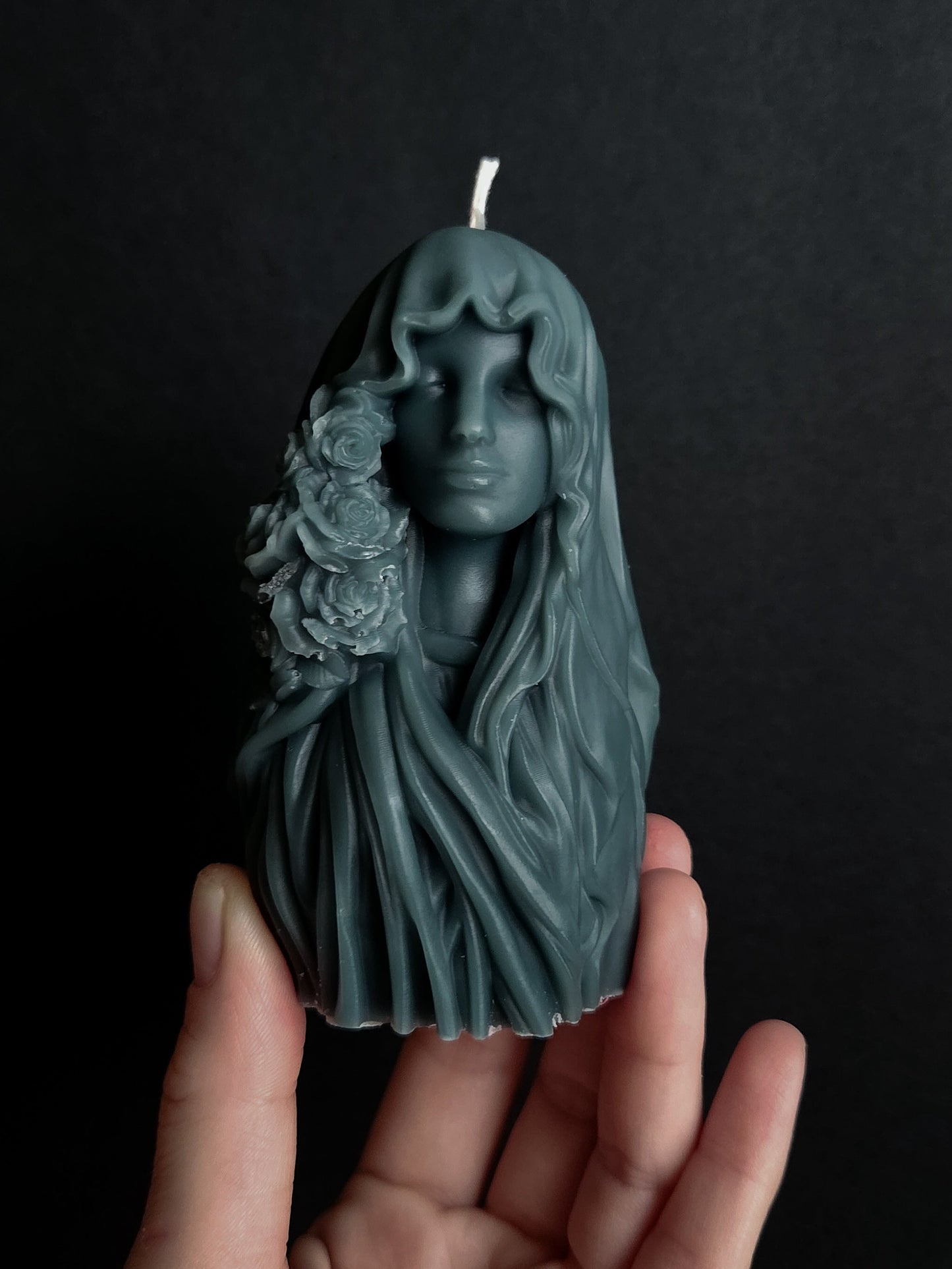 Veiled Shadowed Floral Candle