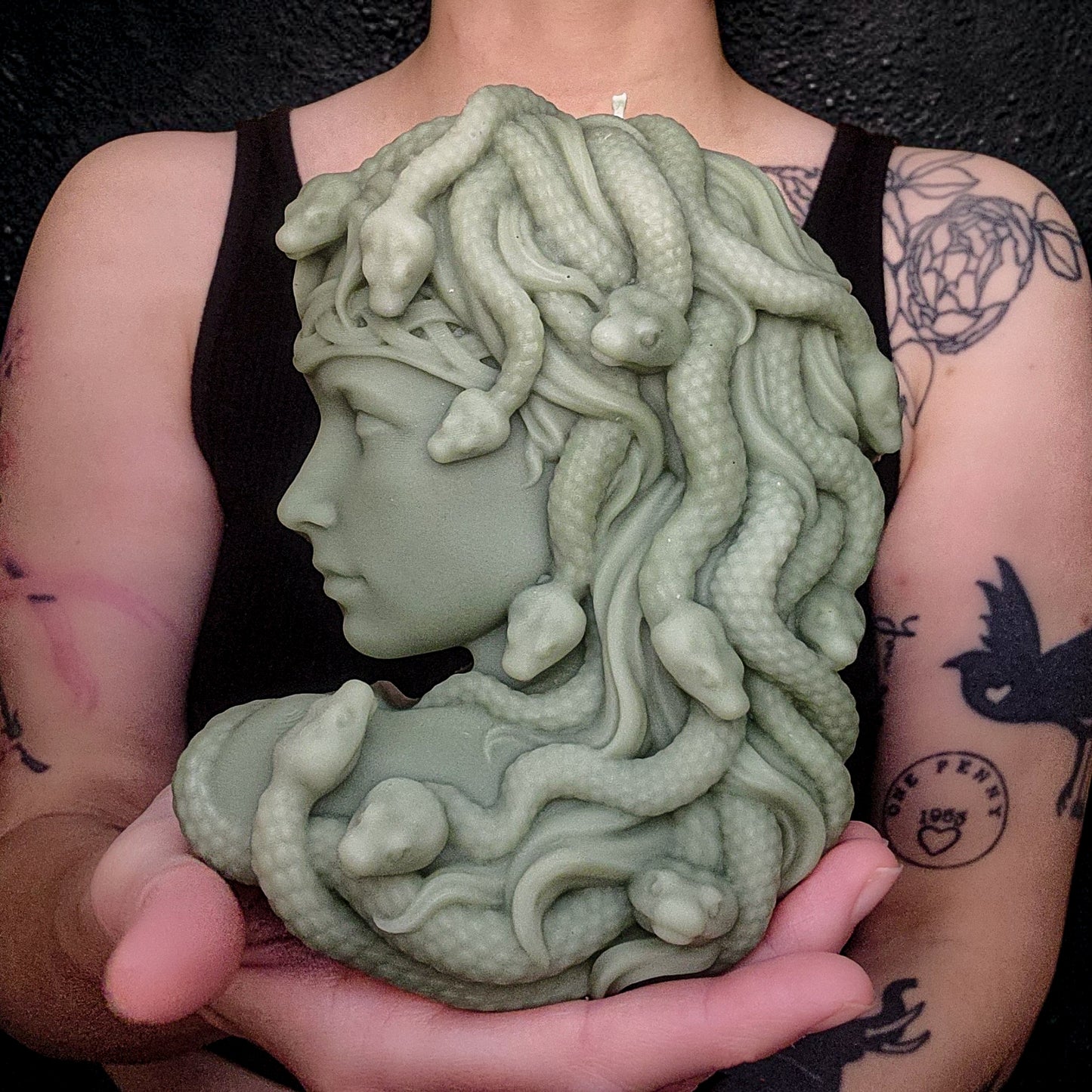 Medusa's Gaze: Serpentine Green Candle (Large)