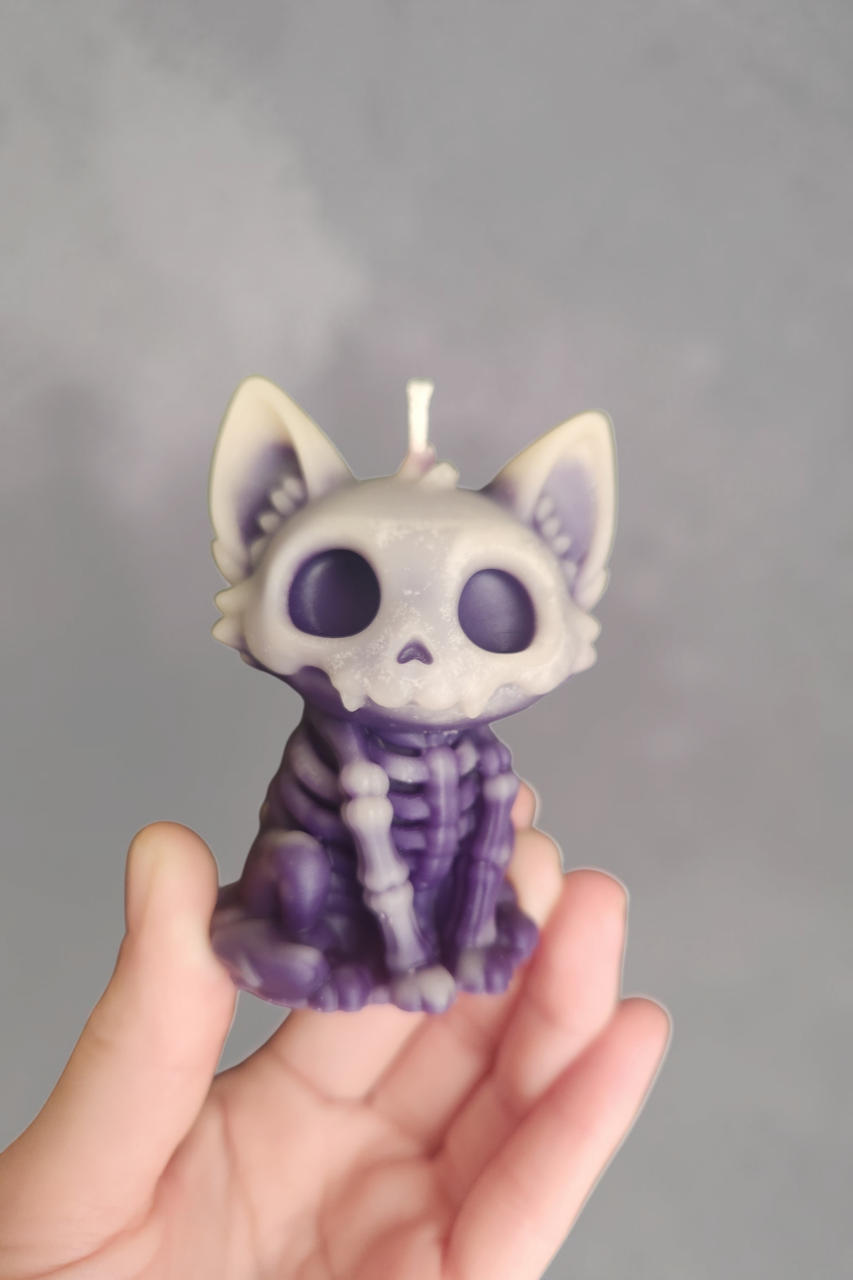 Bag O' Bones Purple Marble Kitty Candle