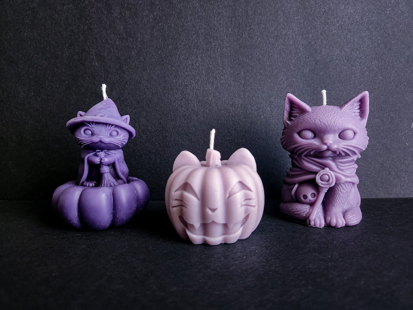 Ghost Petal Pumpkin Kitty Candle