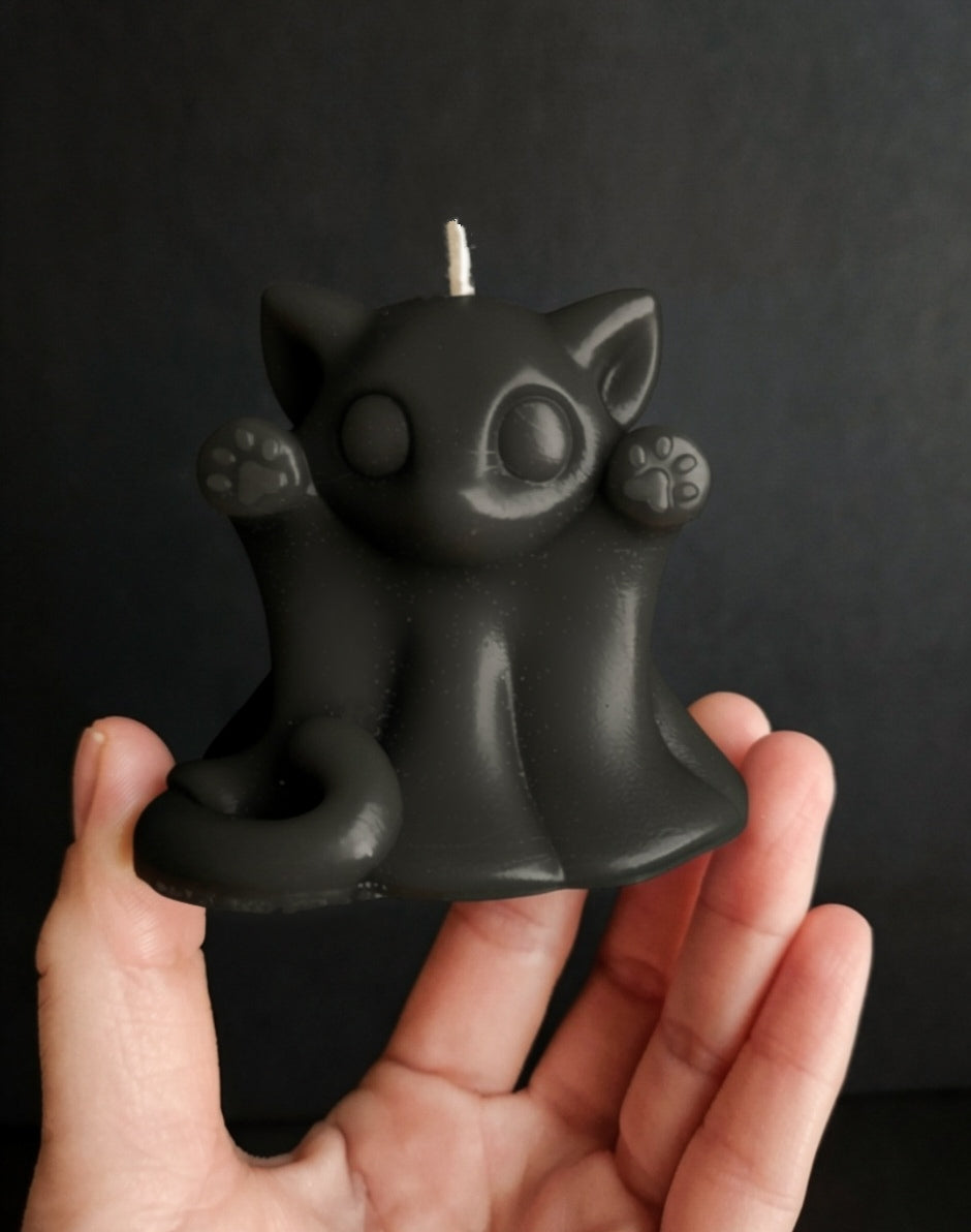 Boo Beneath the Sheet Ghost Kitty Candle