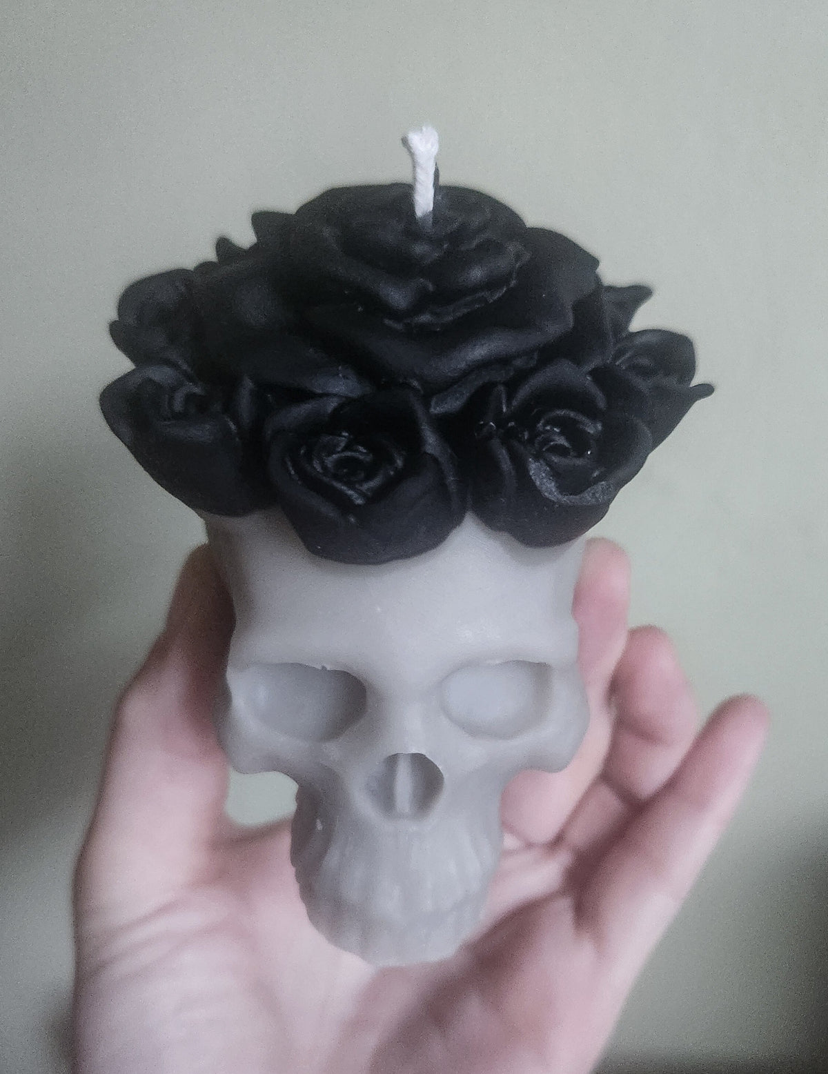 Graveyard Romance Rose Skull Candle