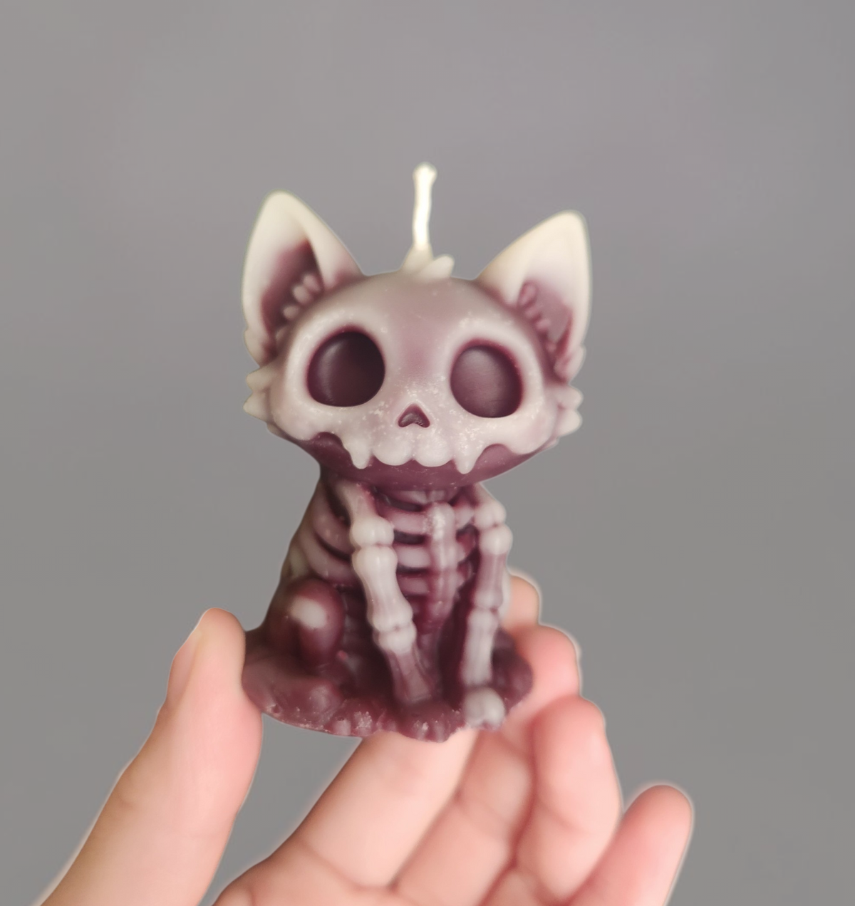 Bag O' Bones Burgundy Marble Kitty Candle