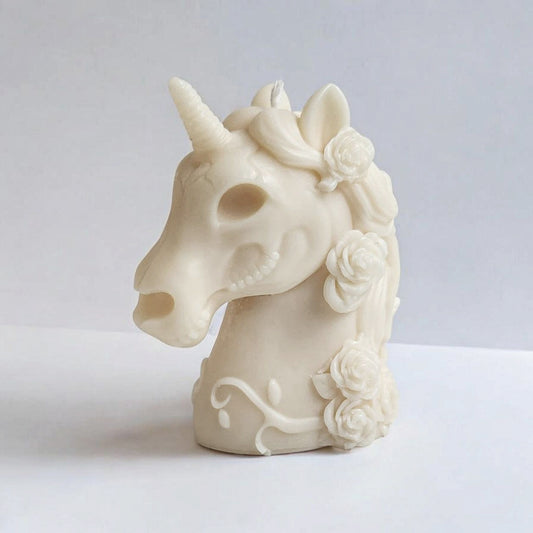 Unicorn Dreams Floral Skull Candle