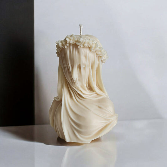 Ghostly Mourning: The Veiled Queen Candle (Huge)