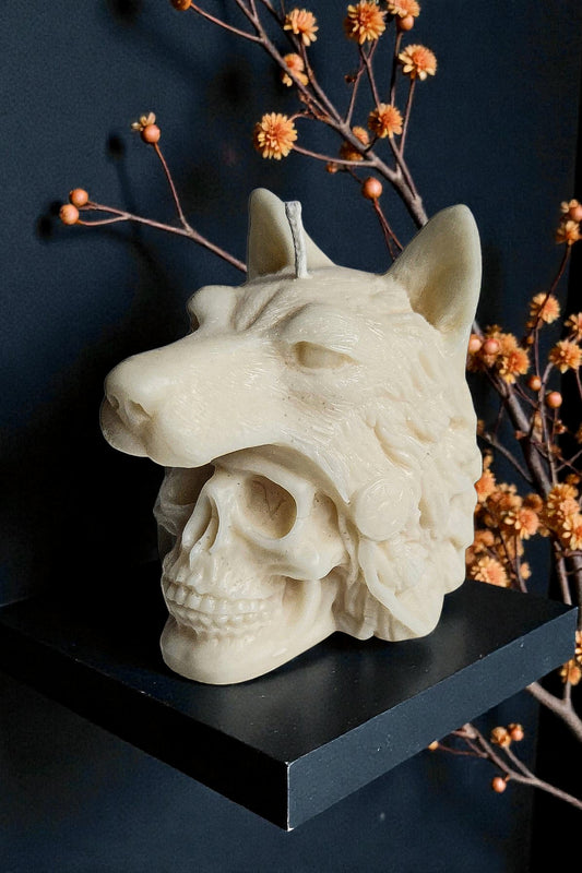 Mystic Wolf Skull Candle