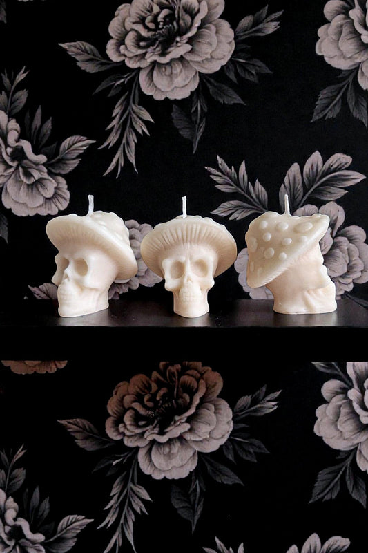 Mushroom Skull Candle