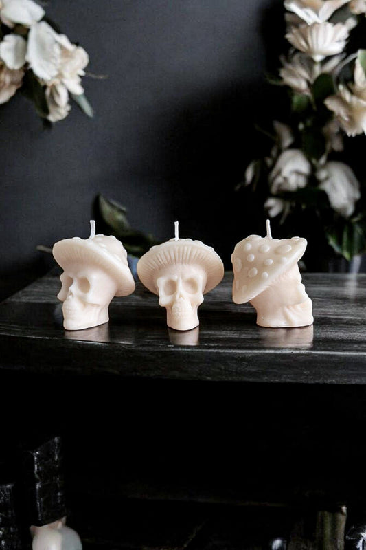 Mushroom Skull Candle