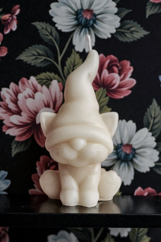 Gnome Whiskers Kitty Cat Candle