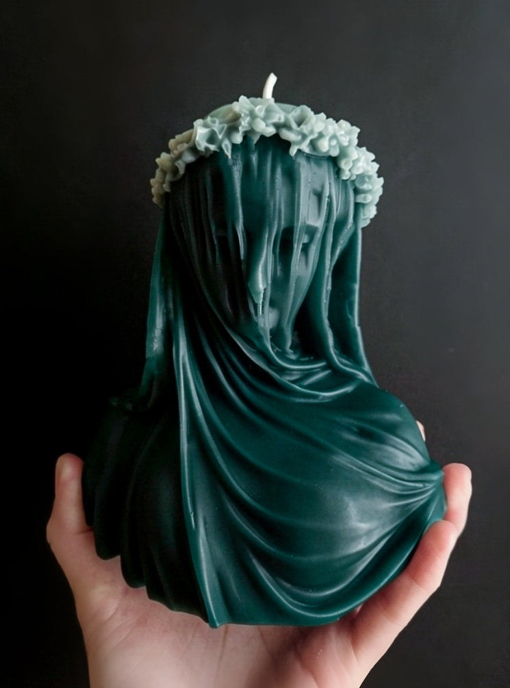 Enchanted Mourning: The Veiled Queen Candle (Huge)