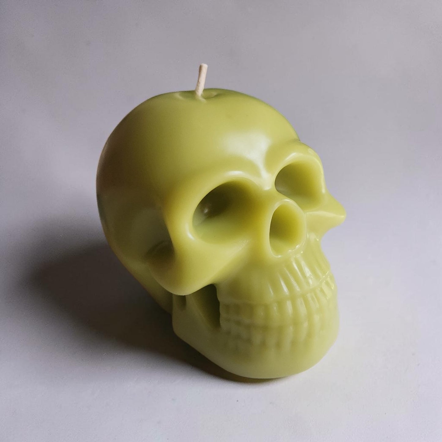 Chartreuse Gloomy Grin Skull Candle