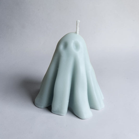 Pastel Mint Blue Spooky Haunt Ghost Candle