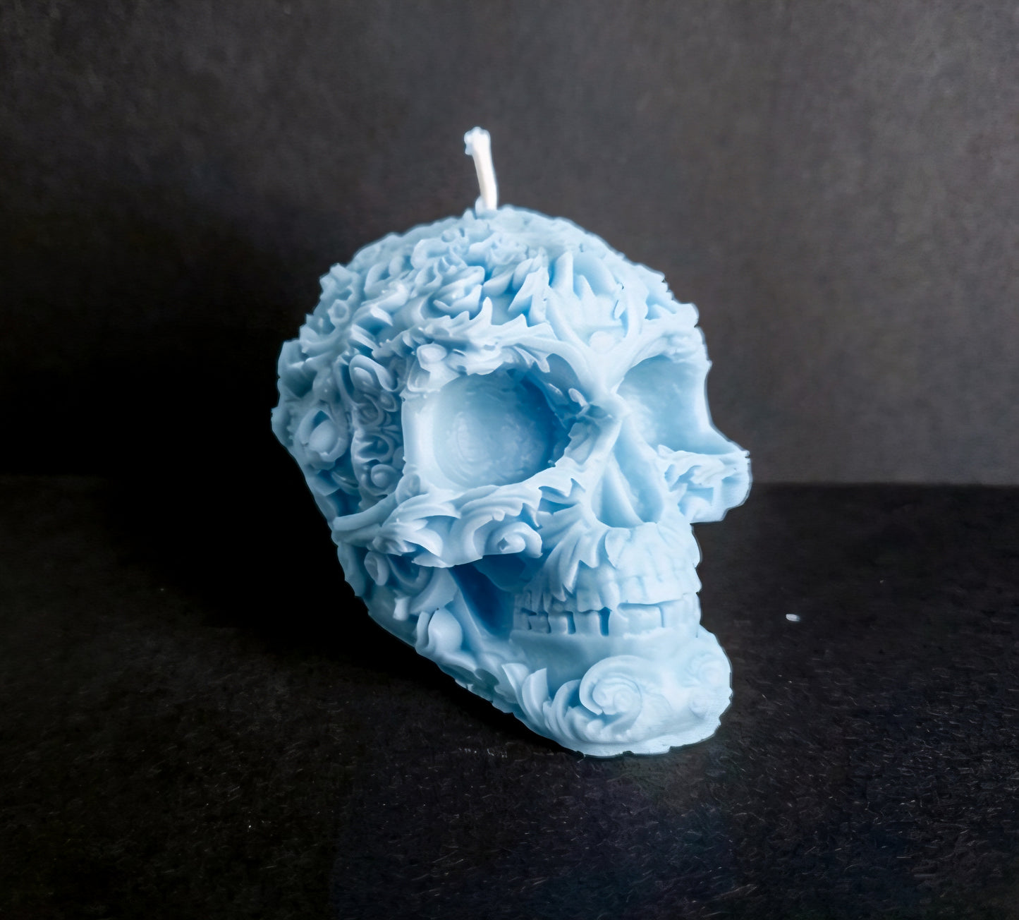 Celestial Shadow Floral Skull Candle