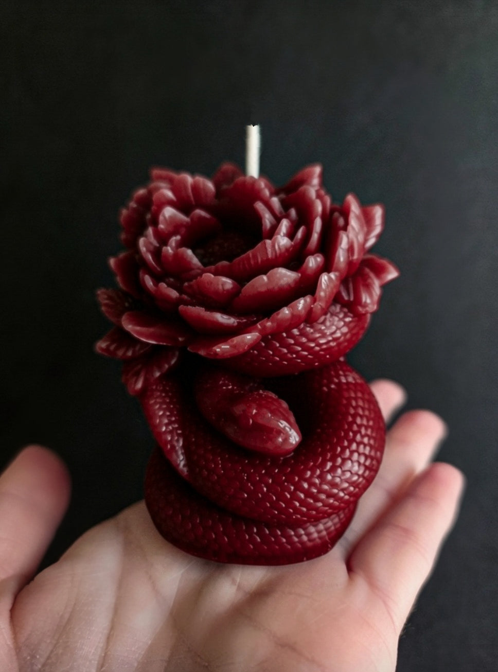 Velvet Camellia Snake Candle