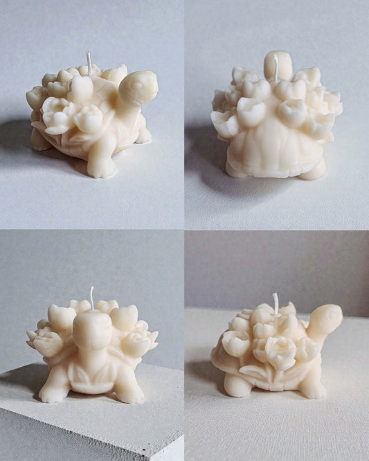 Tulips on the Half Shell Turtle Candle