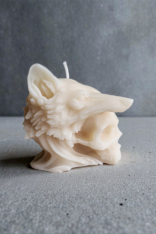 Skull of the Moon Wolf Candle