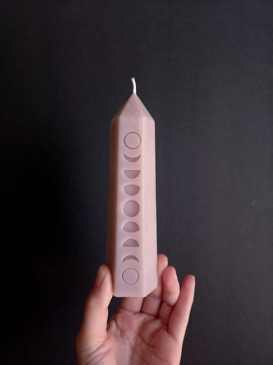 Lavender Mist Moon Phase Tower Candle (Double Sided) ( Large)