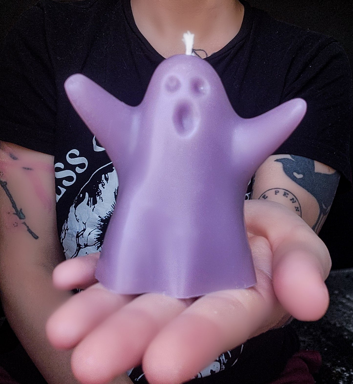 Pastel Purple Playful Spirit Ghost Candle