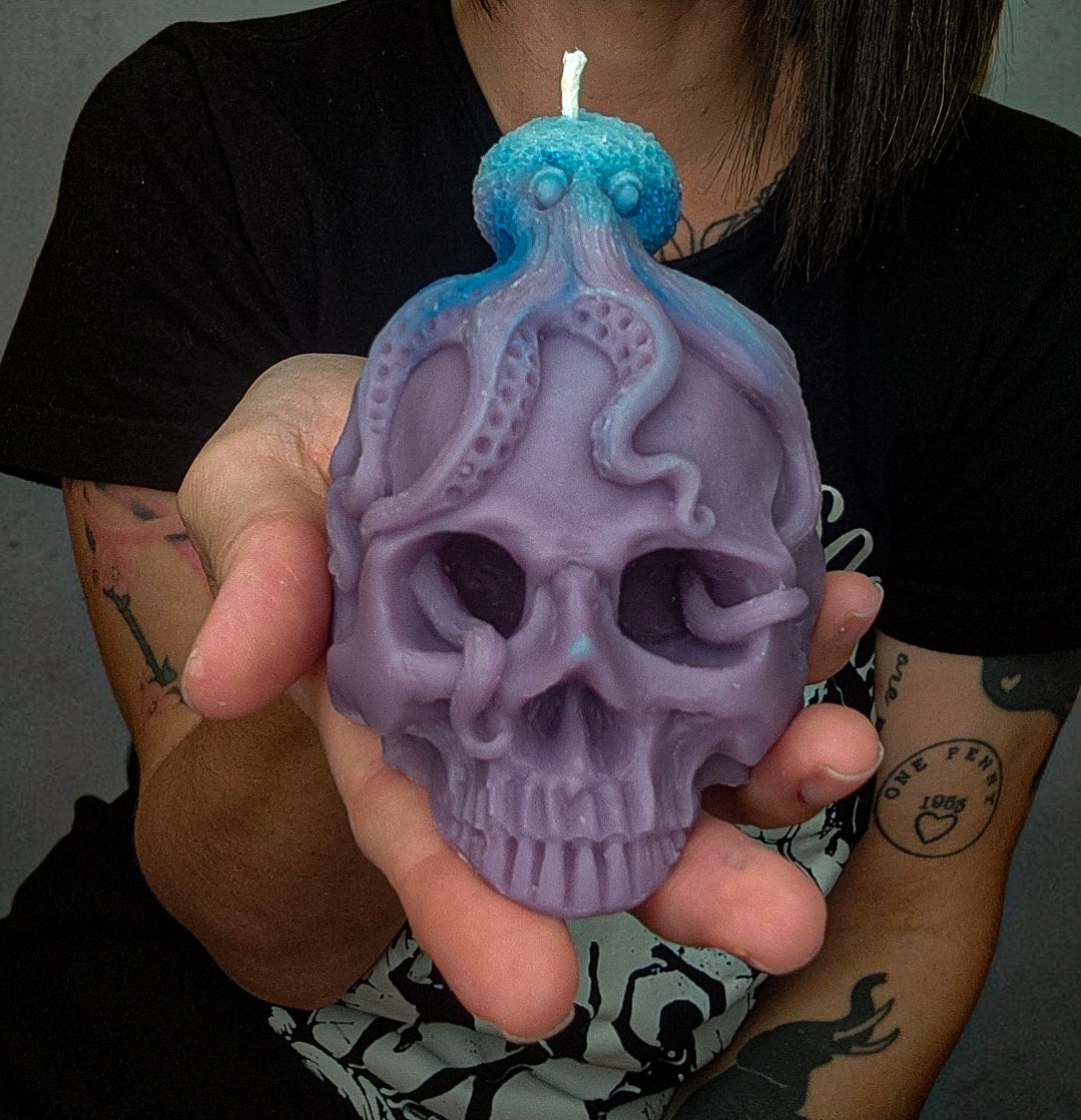 Enchanted Tides Octopus Skull Candle