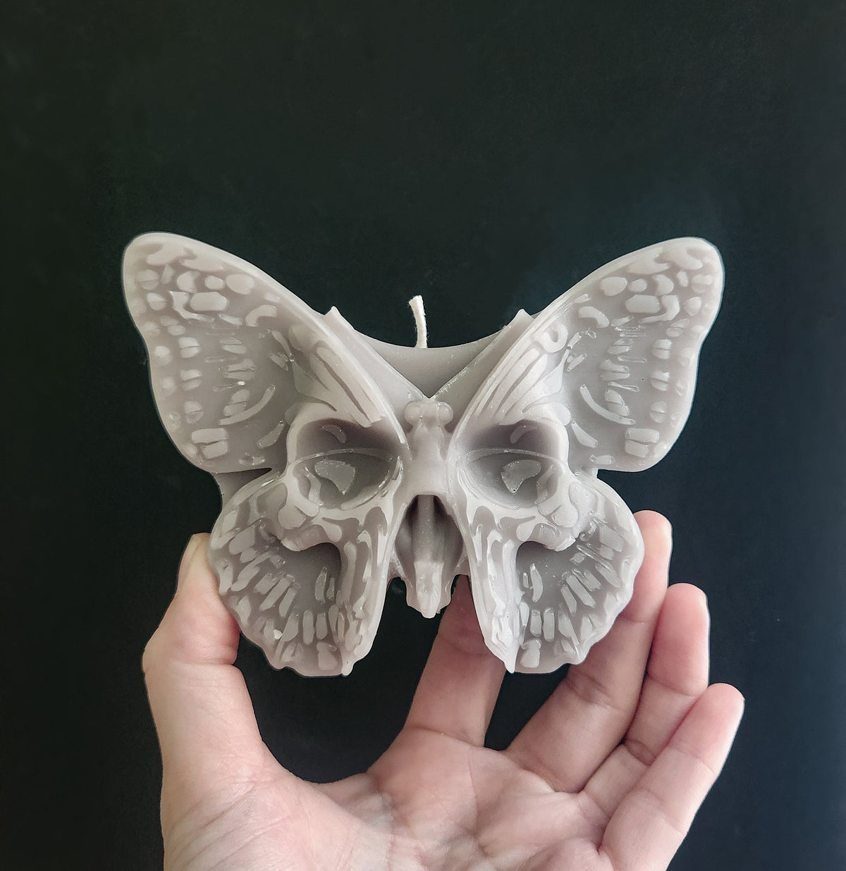 Midnight Butterfly Skull Candle
