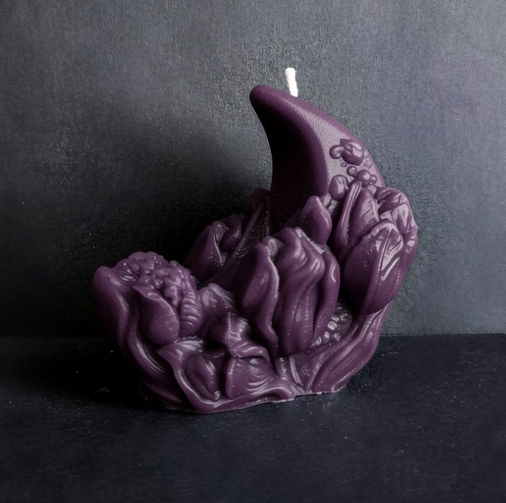 Black Violet Crescent Candle