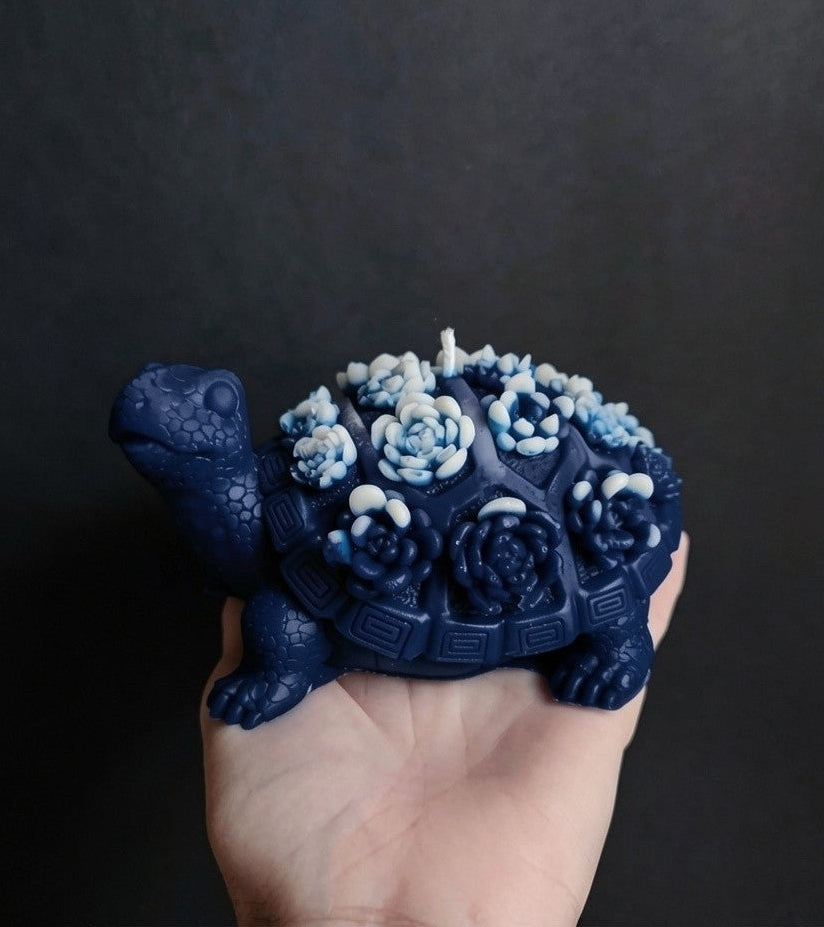 Turtle Bloom: Midnight Succulents Candle