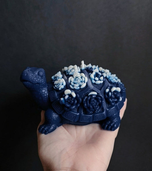 Turtle Bloom: Midnight Succulents Candle