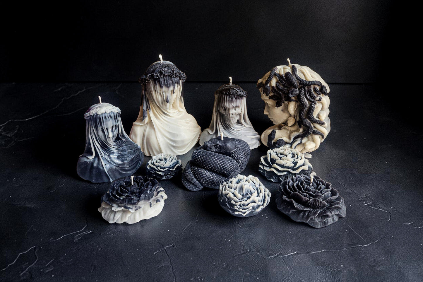 Midnight Mourning: The Veiled Queen Candle (Huge)