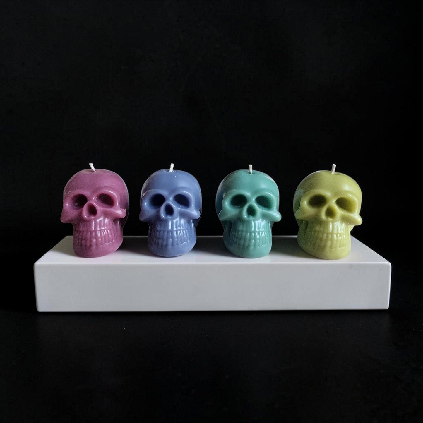 Chartreuse Gloomy Grin Skull Candle