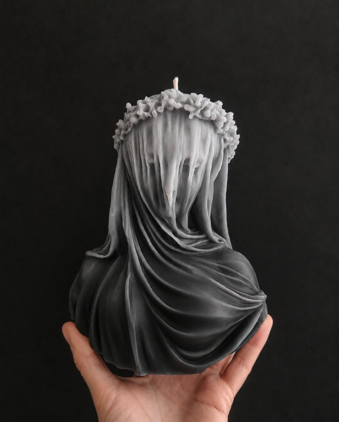 Solemn Mourning: The Veiled Queen Candle (Huge)