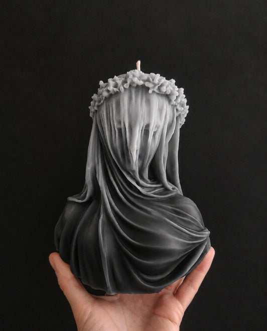 Solemn Mourning: The Veiled Queen Candle (Huge)