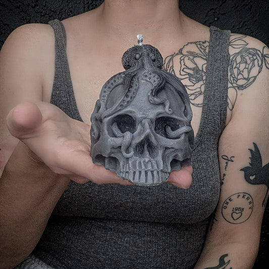 The Hollow Deep Octopus Skull Candle
