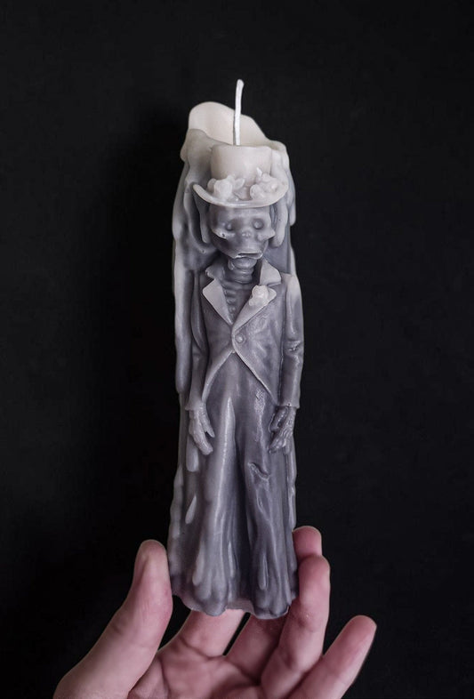 Skeleton's Vow: Marble Groom Candle (Large)