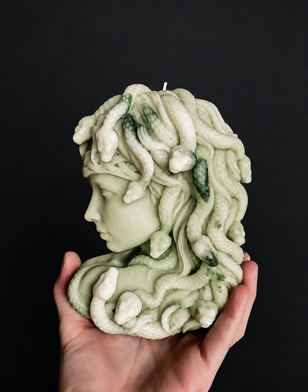 Medusa's Gaze: Serpentine Marble Candle (Large)