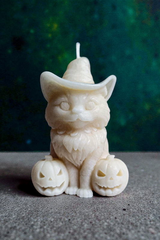 Enchanted Pumpkin Cat Candle