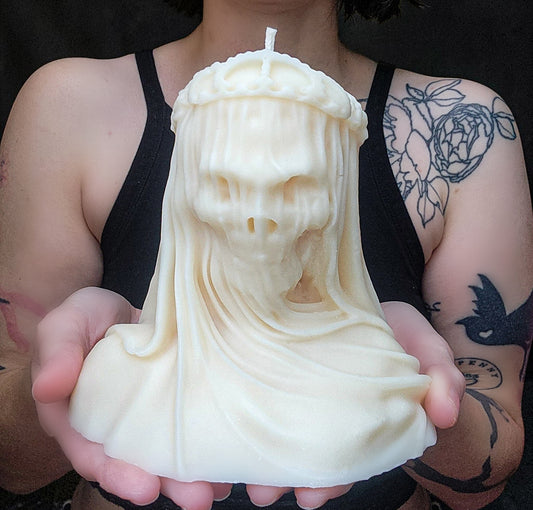 Crown of Shadows Veiled Death Skull Candle (Large)