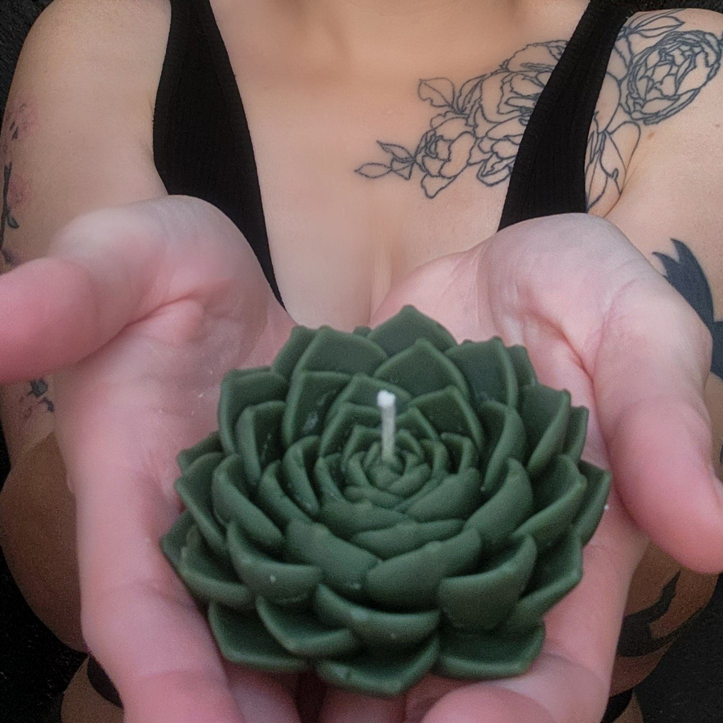 Deep Green Succulent Candle