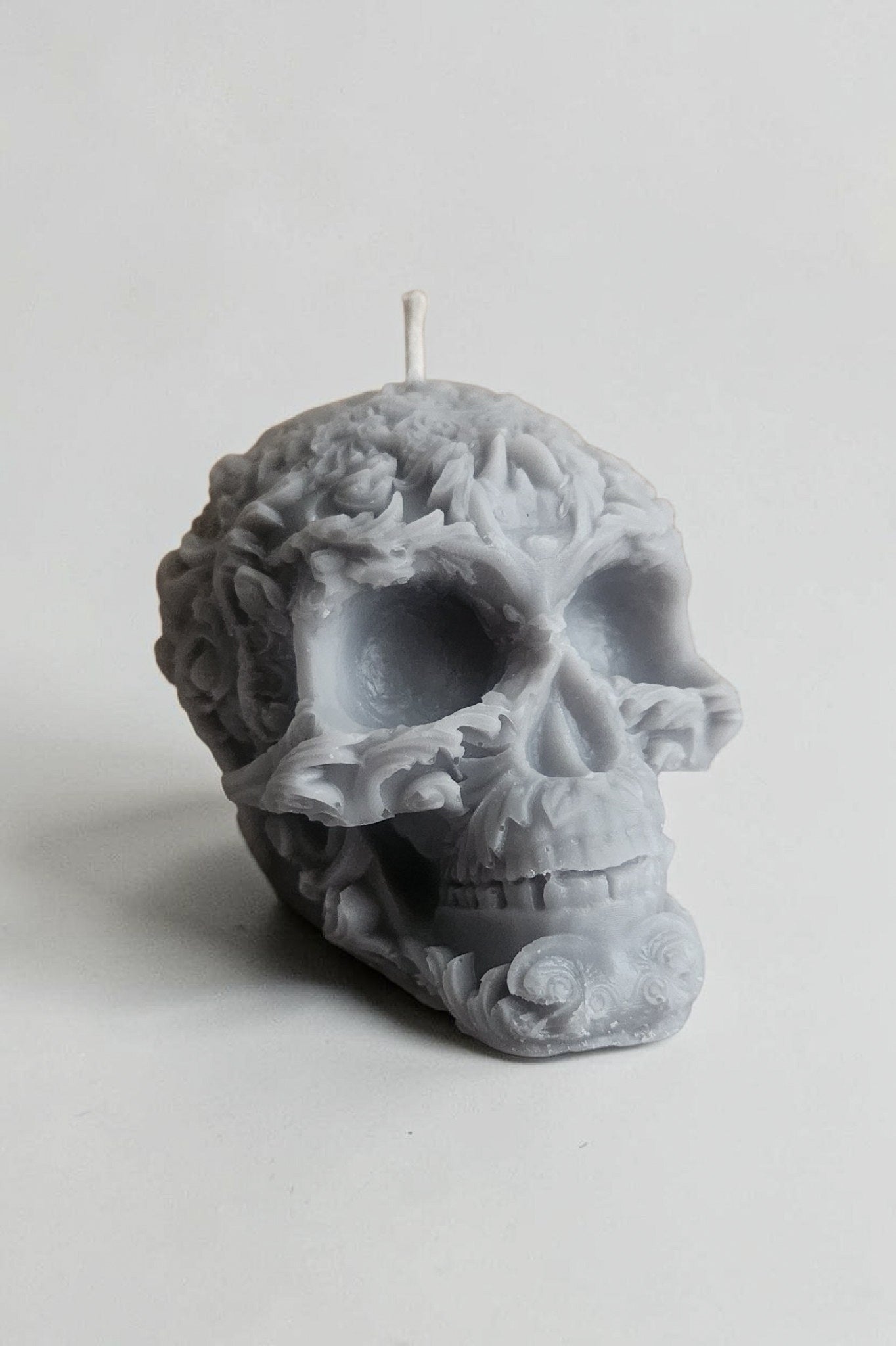 Eternal Shadow Floral Skull Candle