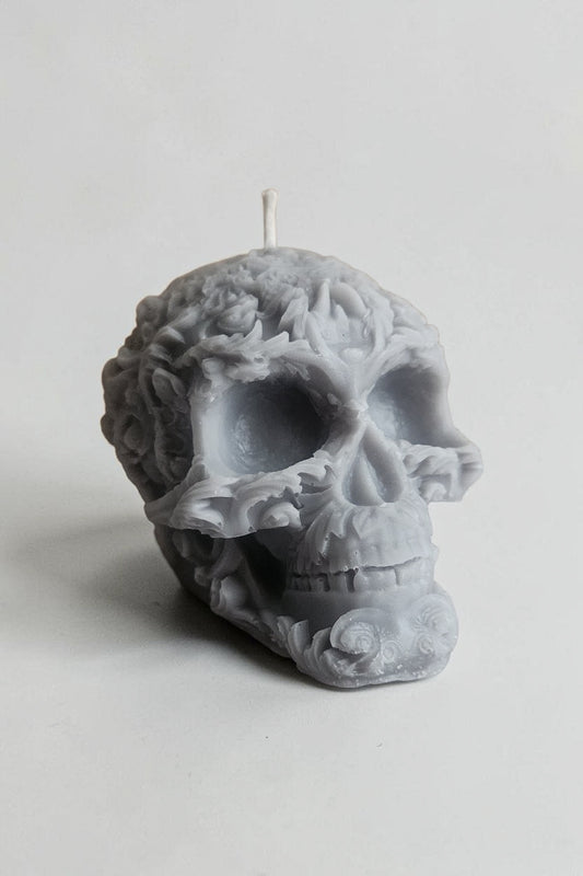 Eternal Shadow Floral Skull Candle